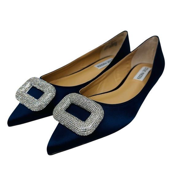Women's Steve Madden Tink Color Navy Pointy Ballet Flat Size 7M NWB - Picture 1 of 12
